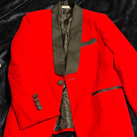 Kids Calvin Klein Red Velvet Jacket - Picture 1 of 3